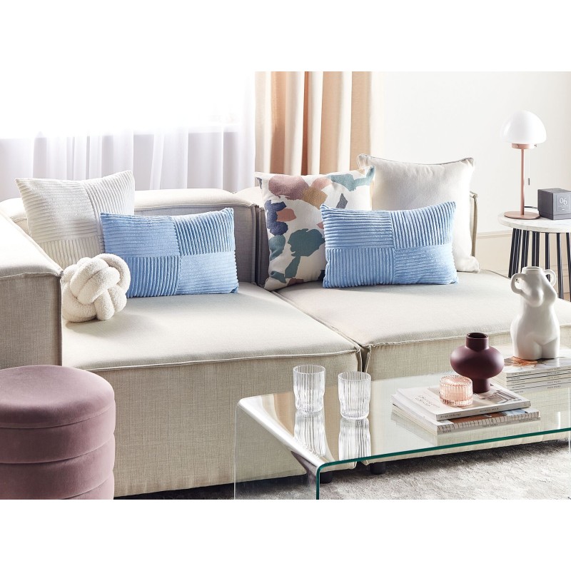 Zestaw 2 poduszek dekoracyjnych MILLET Sztruks 30 x 50 cm Niebieski Wzór geometryczny