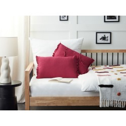 Zestaw 2 poduszek dekoracyjnych SASSAFRAS Len 30 x 45 cm Burgundowy Jednolity