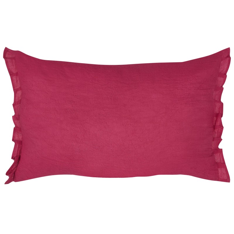 Zestaw 2 poduszek dekoracyjnych SASSAFRAS Len 30 x 45 cm Burgundowy Jednolity