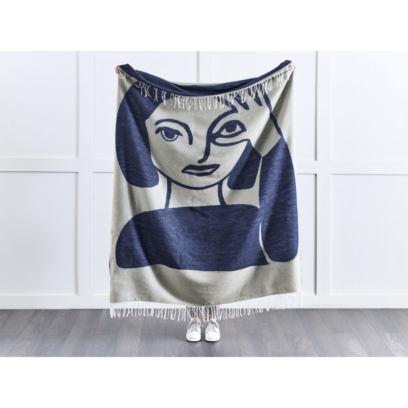 Koc HALEDE 130 x 170 cm Niebieski