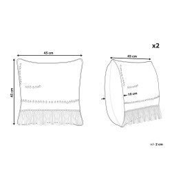 Zestaw 2 poduszek dekoracyjnych VAYALI Bawełna 45 x 45 cm Beżowy W paski