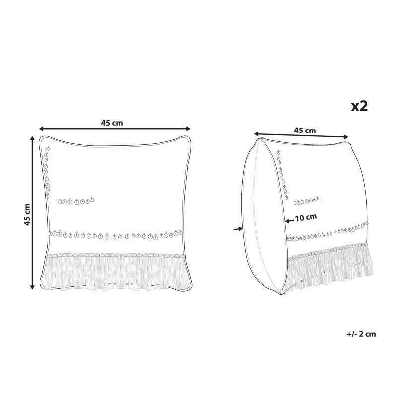 Zestaw 2 poduszek dekoracyjnych VAYALI Bawełna 45 x 45 cm Beżowy W paski