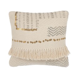 Zestaw 2 poduszek dekoracyjnych VAYALI Bawełna 45 x 45 cm Beżowy W paski