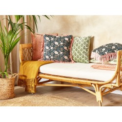 Zestaw 2 poduszek dekoracyjnych PARROTIA Welur 45 x 45 cm Lazurowy Wzór kwiatowy