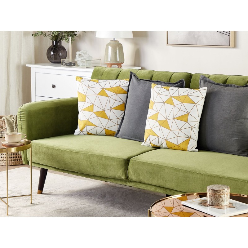 Zestaw 2 poduszek dekoracyjnych CLARKIA Bawełna 45 x 45 cm Żółty Wzór geometryczny