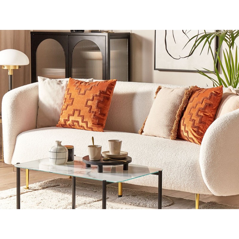 Zestaw 2 poduszek dekoracyjnych SERGIPE Welur 45 x 45 cm Pomarańczowy Wzór geometryczny