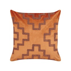 Zestaw 2 poduszek dekoracyjnych SERGIPE Welur 45 x 45 cm Pomarańczowy Wzór geometryczny
