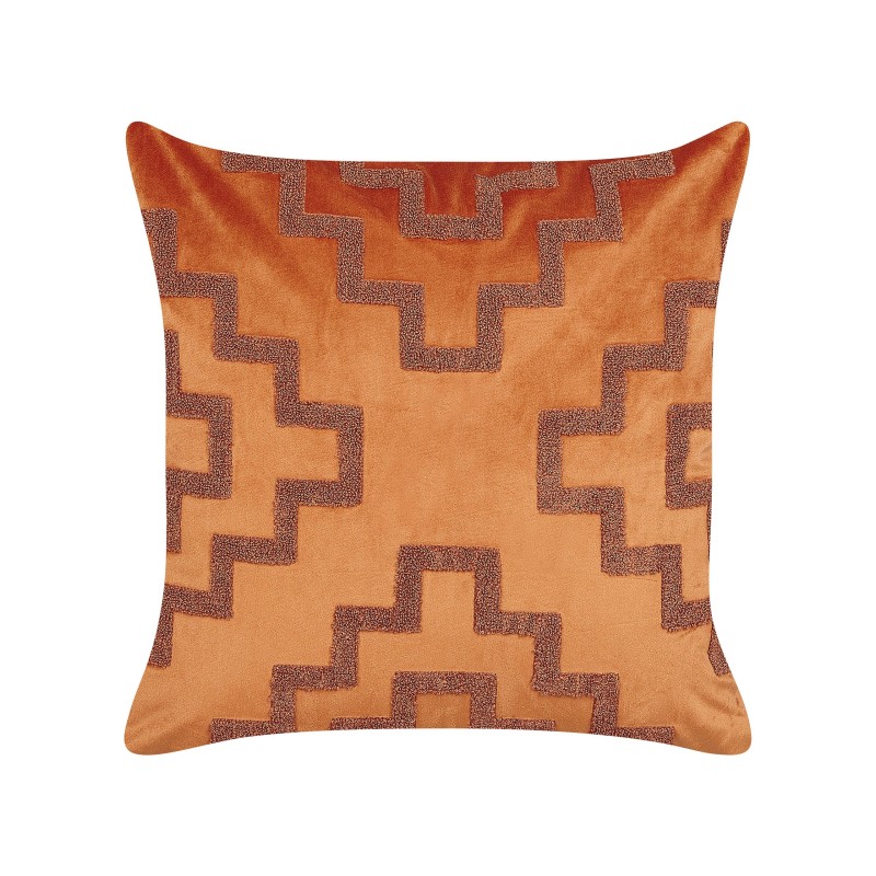 Zestaw 2 poduszek dekoracyjnych SERGIPE Welur 45 x 45 cm Pomarańczowy Wzór geometryczny
