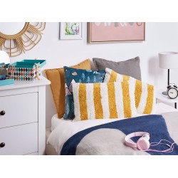 Zestaw 2 poduszek dekoracyjnych HELIANTHUS Bawełna 30 x 50 cm Biały W paski