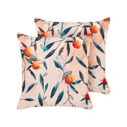 Zestaw 2 poduszek ogrodowych PIALPETTA 45 x 45 cm Pomarańczowy Wzór roślinny