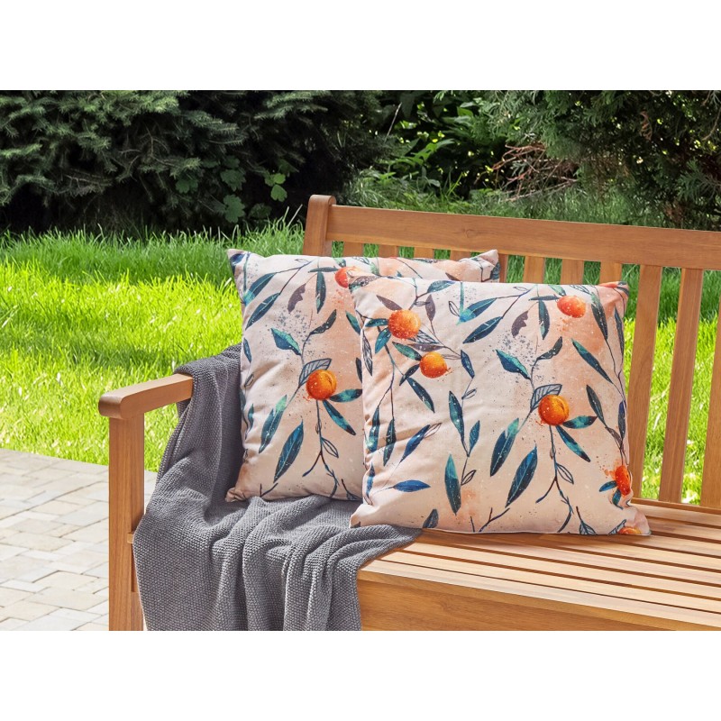 Zestaw 2 poduszek ogrodowych PIALPETTA 45 x 45 cm Pomarańczowy Wzór roślinny