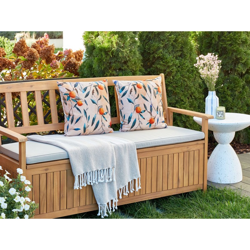 Zestaw 2 poduszek ogrodowych PIALPETTA 45 x 45 cm Pomarańczowy Wzór roślinny