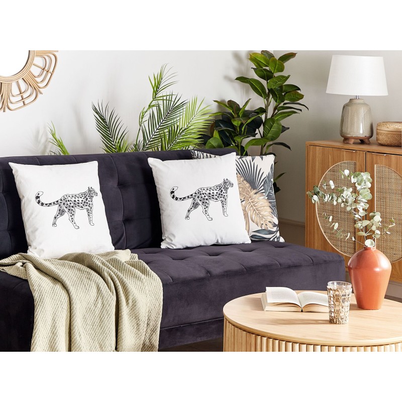 Zestaw 2 poduszek dekoracyjnych MARULA Bawełna 45 x 45 cm Biały Wzór zwierzęcy