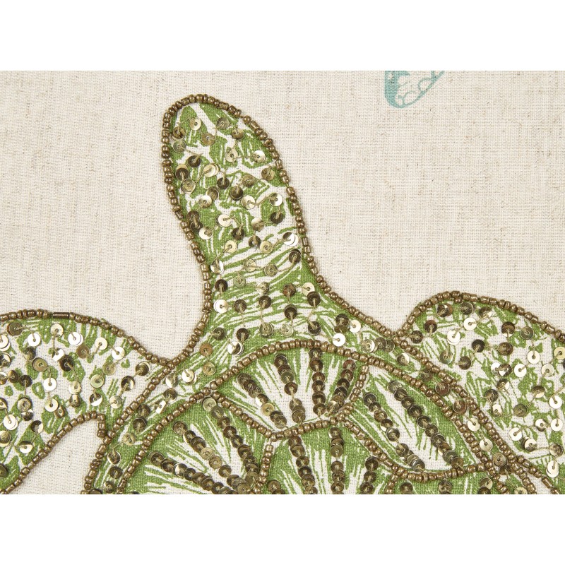 Zestaw 2 poduszek dekoracyjnych ALGAE Len 45 x 45 cm Beżowy Wzór zwierzęcy