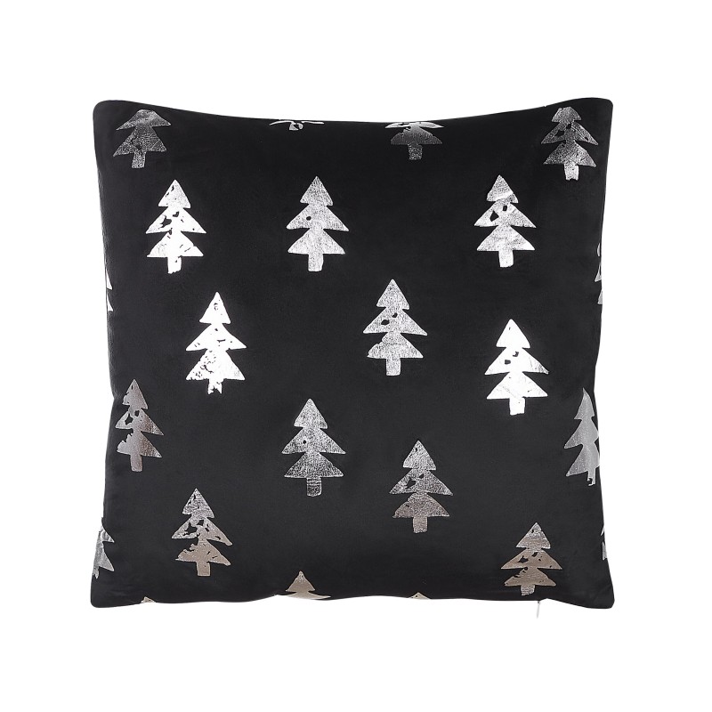 Zestaw 2 poduszek dekoracyjnych CUPID Welur 45 x 45 cm Czarny Wzór świąteczny