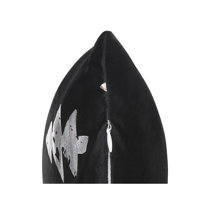 Zestaw 2 poduszek dekoracyjnych CUPID Welur 45 x 45 cm Czarny Wzór świąteczny