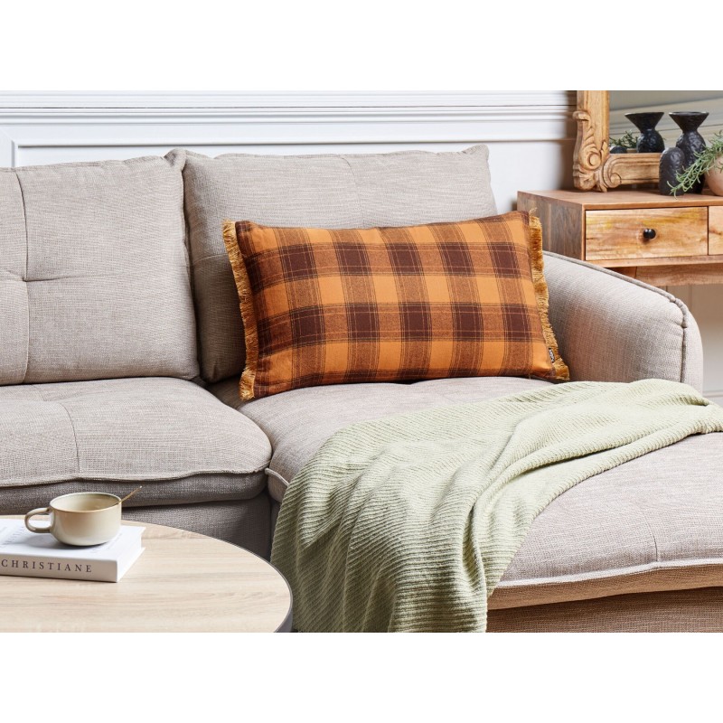 Poduszka dekoracyjna BARJA 40 x 70 cm Pomarańczowy W kratkę