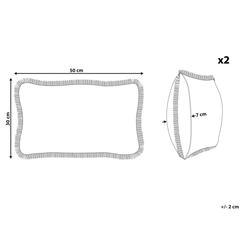 Zestaw 2 poduszek dekoracyjnych POTHOS Welur 30 x 50 cm Beżowy Jednolity