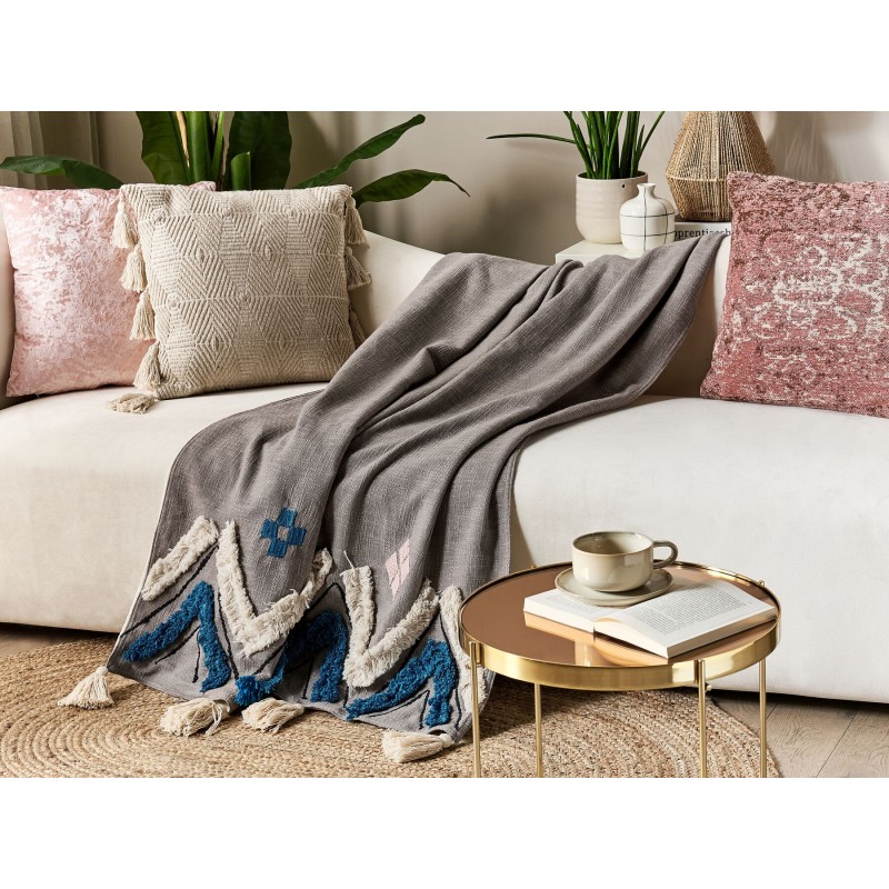 Koc KOTTAYAM Bawełna 130 x 180 cm Szary