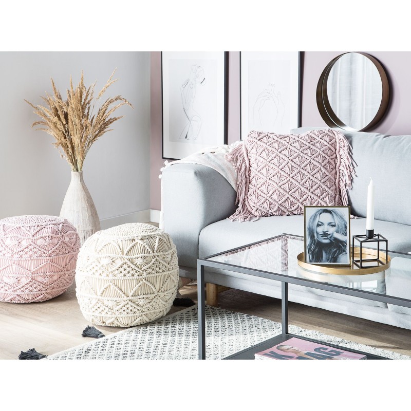 Poduszka dekoracyjna YANIKLAR Bawełna 40 x 40 cm Różowy Wzór geometryczny