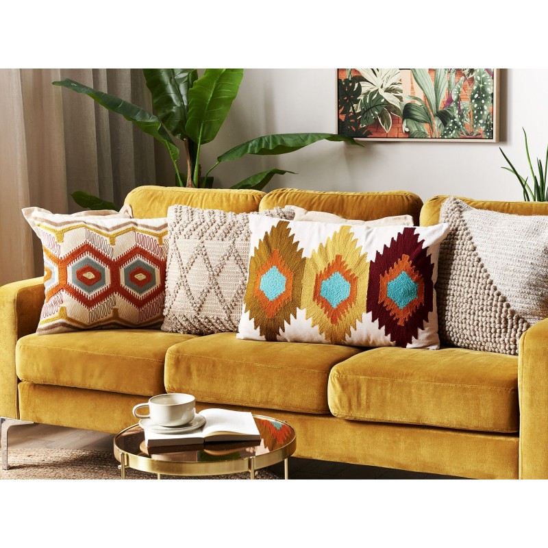 Zestaw 2 poduszek dekoracyjnych DANAPUR Bawełna 40 x 60 cm Kolorowy Wzór geometryczny