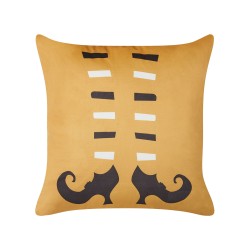 Poduszka dekoracyjna COVASNA Welur 45 x 45 cm Pomarańczowy Wzór abstrakcyjny