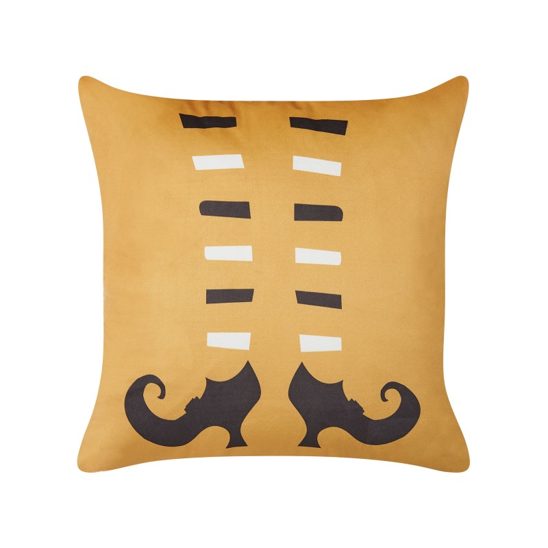 Poduszka dekoracyjna COVASNA Welur 45 x 45 cm Pomarańczowy Wzór abstrakcyjny