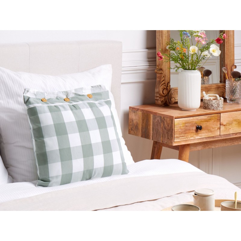 Poduszka dekoracyjna TAMNINE 45 x 45 cm Miętowy W kratkę