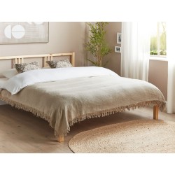 Narzuta na łóżko YERBENT Bawełna 150 x 200 cm Beżowoszary