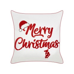 Zestaw 2 poduszek dekoracyjnych PIZZELLE Bawełna 45 x 45 cm Złamana biel Wzór świąteczny