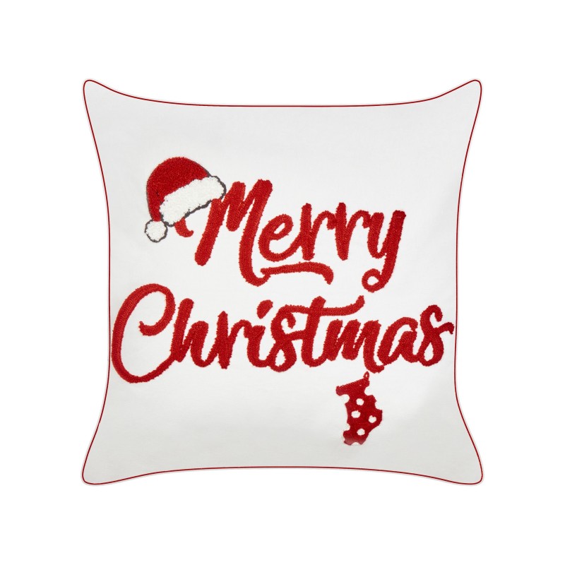 Zestaw 2 poduszek dekoracyjnych PIZZELLE Bawełna 45 x 45 cm Złamana biel Wzór świąteczny