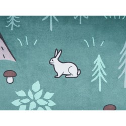 2 welurowe poduszki dekoracyjne dla dzieci z motywem lasu 45 x 45 cm miętowe FOOTHILL