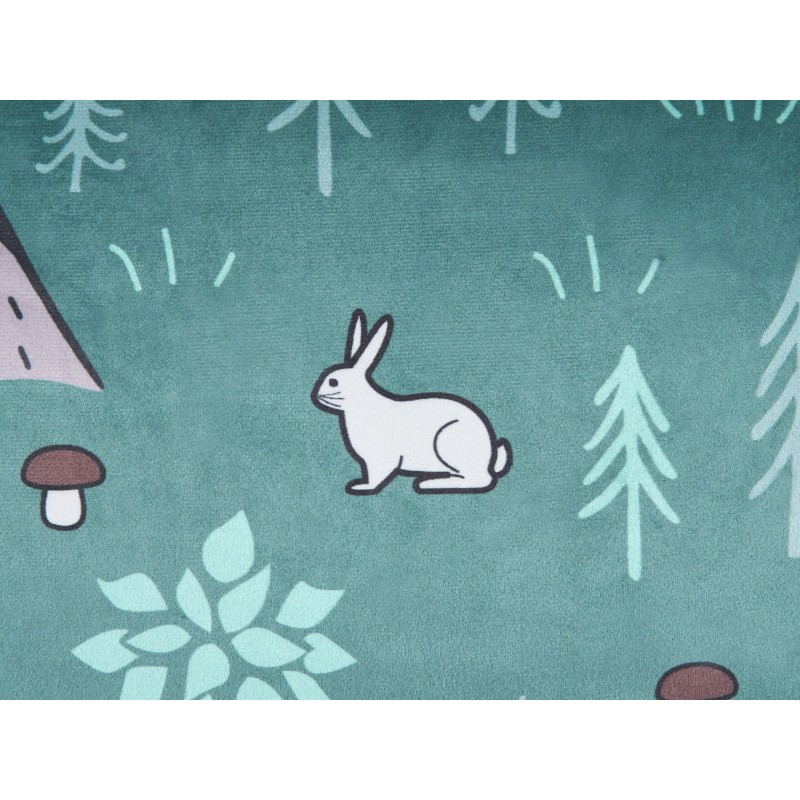 2 welurowe poduszki dekoracyjne dla dzieci z motywem lasu 45 x 45 cm miętowe FOOTHILL