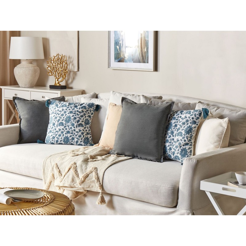 Zestaw 2 poduszek dekoracyjnych SUBULATA Len 45 x 45 cm Ciemnoszary Jednolity