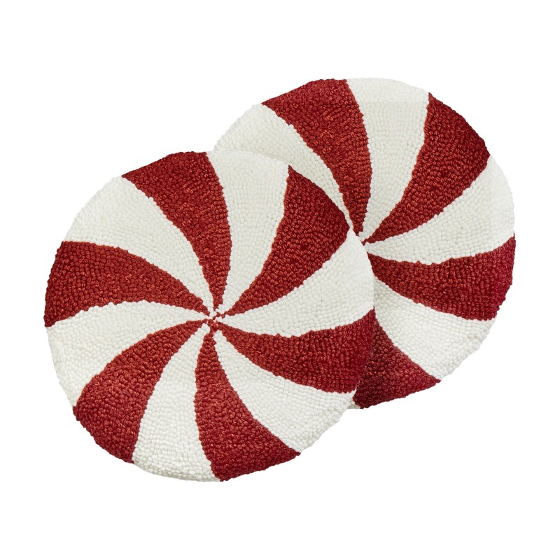 2 poduszki dekoracyjne ⌀ 40 cm czerwono-białe SWIRL CANDY