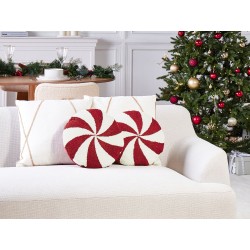 2 poduszki dekoracyjne ⌀ 40 cm czerwono-białe SWIRL CANDY