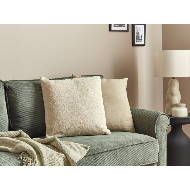 Zestaw 2 poduszek dekoracyjnych LEUZEA Boucle 45 x 45 cm Beżowy Jednolity