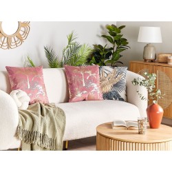 Zestaw 2 poduszek dekoracyjnych CARANDAY Welur 45 x 45 cm Różowy Wzór roślinny