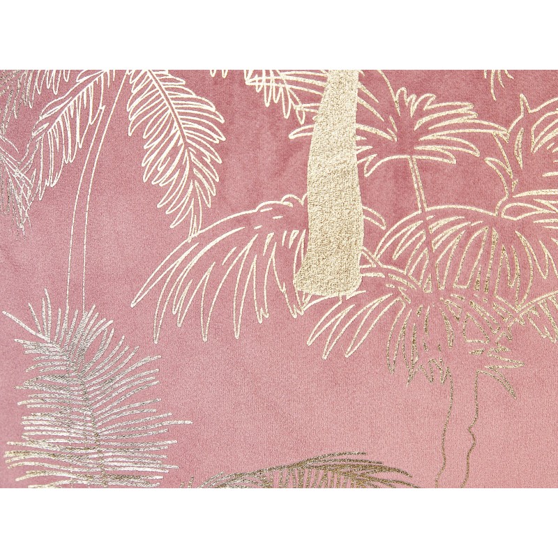 Zestaw 2 poduszek dekoracyjnych CARANDAY Welur 45 x 45 cm Różowy Wzór roślinny