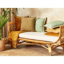 Zestaw 2 poduszek dekoracyjnych SUBULATA Len 45 x 45 cm Musztardowy Jednolity