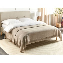 Narzuta na łóżko YERBENT Bawełna 220 x 240 cm Beżowoszary