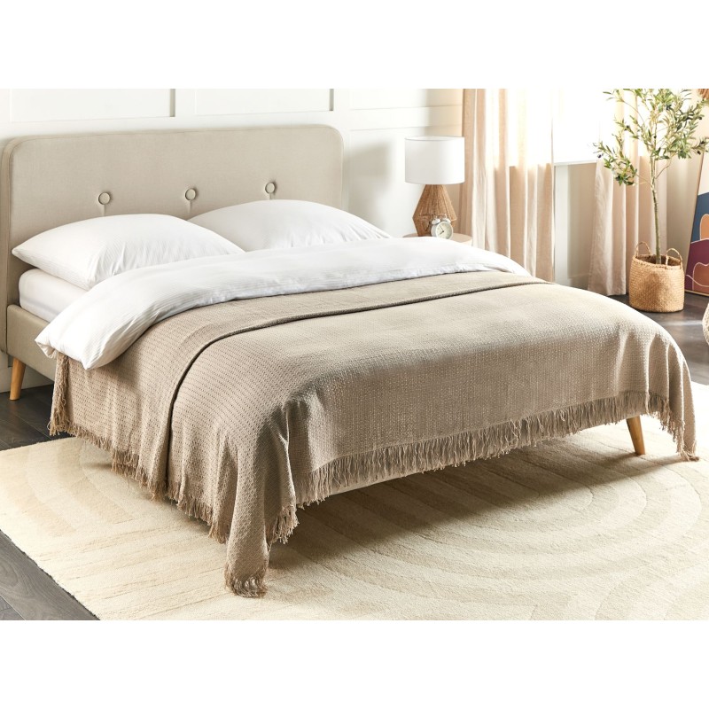 Narzuta na łóżko YERBENT Bawełna 220 x 240 cm Beżowoszary