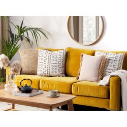 Zestaw 2 poduszek dekoracyjnych MYRICA Bawełna 45 x 45 cm Biały Wzór geometryczny