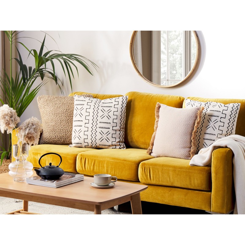 Zestaw 2 poduszek dekoracyjnych MYRICA Bawełna 45 x 45 cm Biały Wzór geometryczny