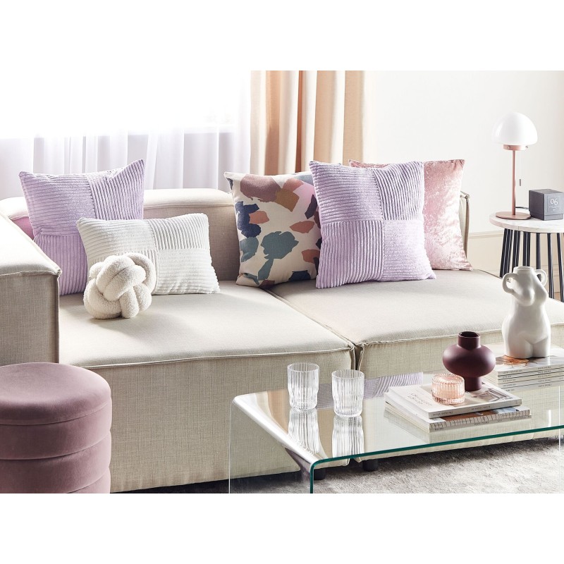 Zestaw 2 poduszek dekoracyjnych MILLET Sztruks 43 x 43 cm Fioletowy Wzór geometryczny