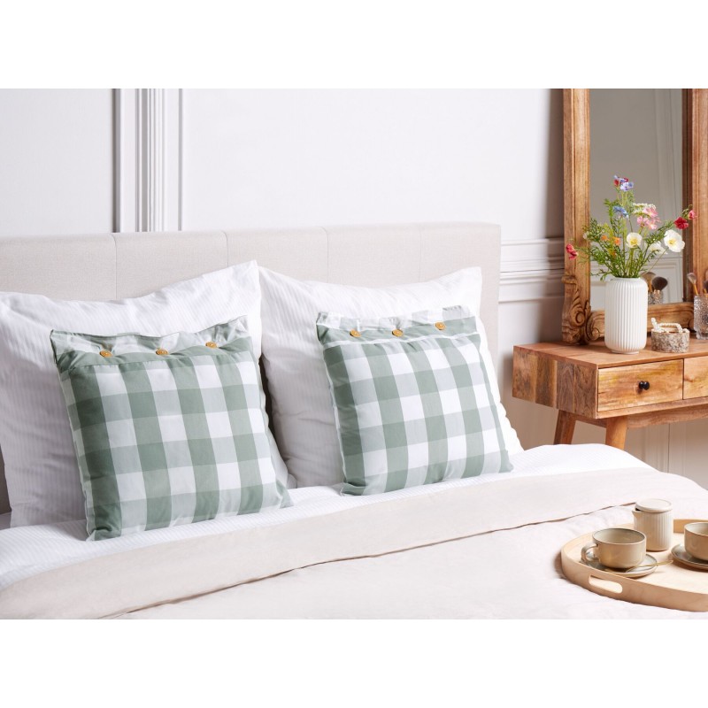 Zestaw 2 poduszek dekoracyjnych TAMNINE 45 x 45 cm Miętowy W kratkę