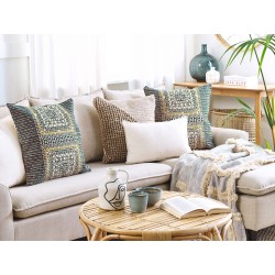 Zestaw 2 poduszek dekoracyjnych SIDI Bawełna 50 x 50 cm Niebieski Wzór geometryczny