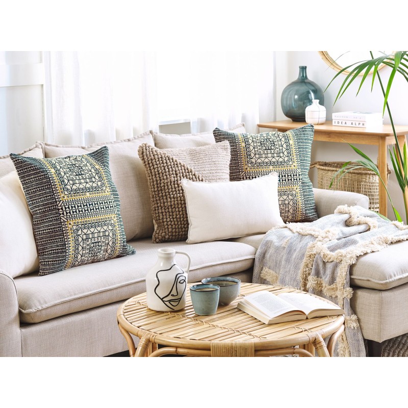 Zestaw 2 poduszek dekoracyjnych SIDI Bawełna 50 x 50 cm Niebieski Wzór geometryczny