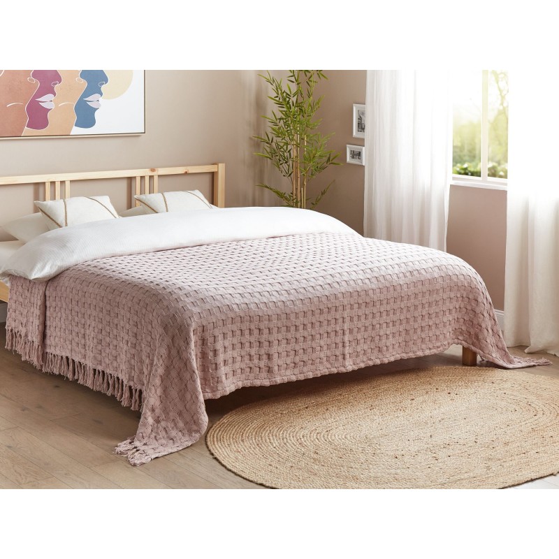 Narzuta na łóżko BERE Bawełna 220 x 240 cm Pastelowy róż