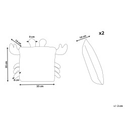 2 bawełniane poduszki dla dzieci krab 35 x 35 cm różowe JARGALLI